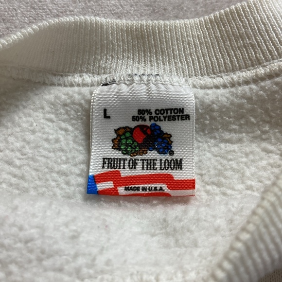 Vtg 80s 90s BMW Bavarian Motor Works Logo Fruit of the Loom White Sweatshirt L - Picture 6 of 12